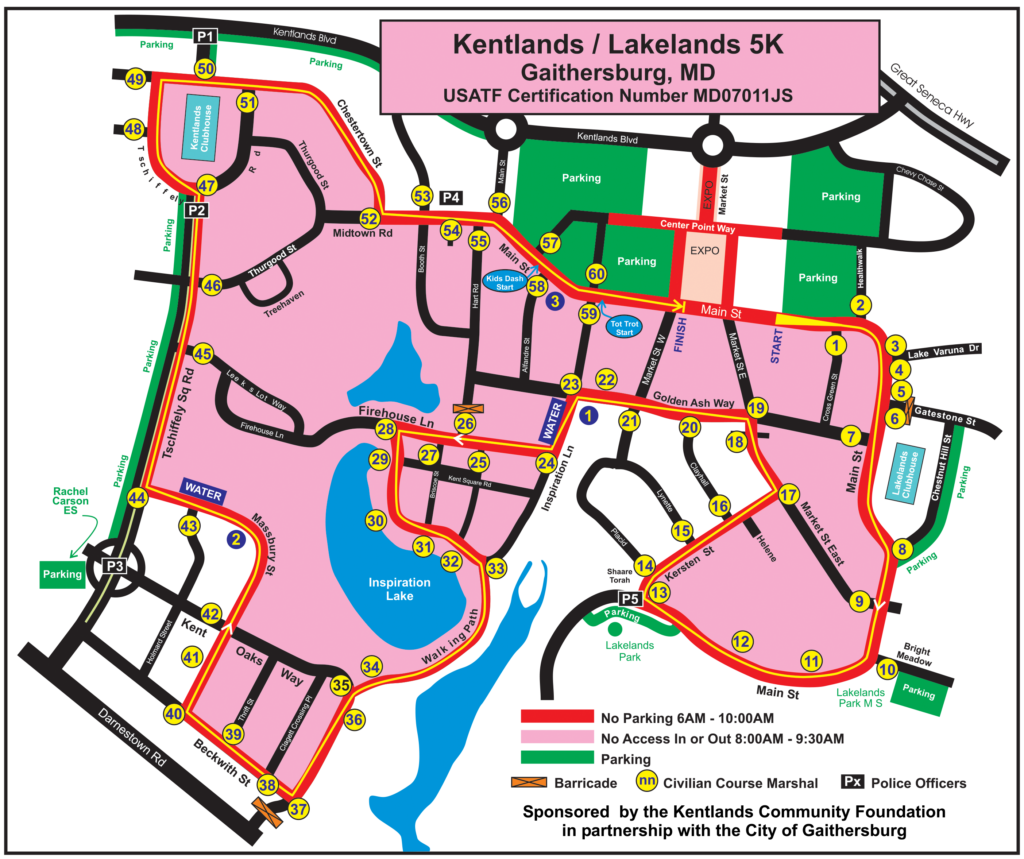 Kentlands 5K Course Map